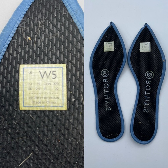 Rothy’s The Point Flat Tangerine Tripe Stitch Blue Orange Woven Ballet Retired 5 - Picture 15 of 16